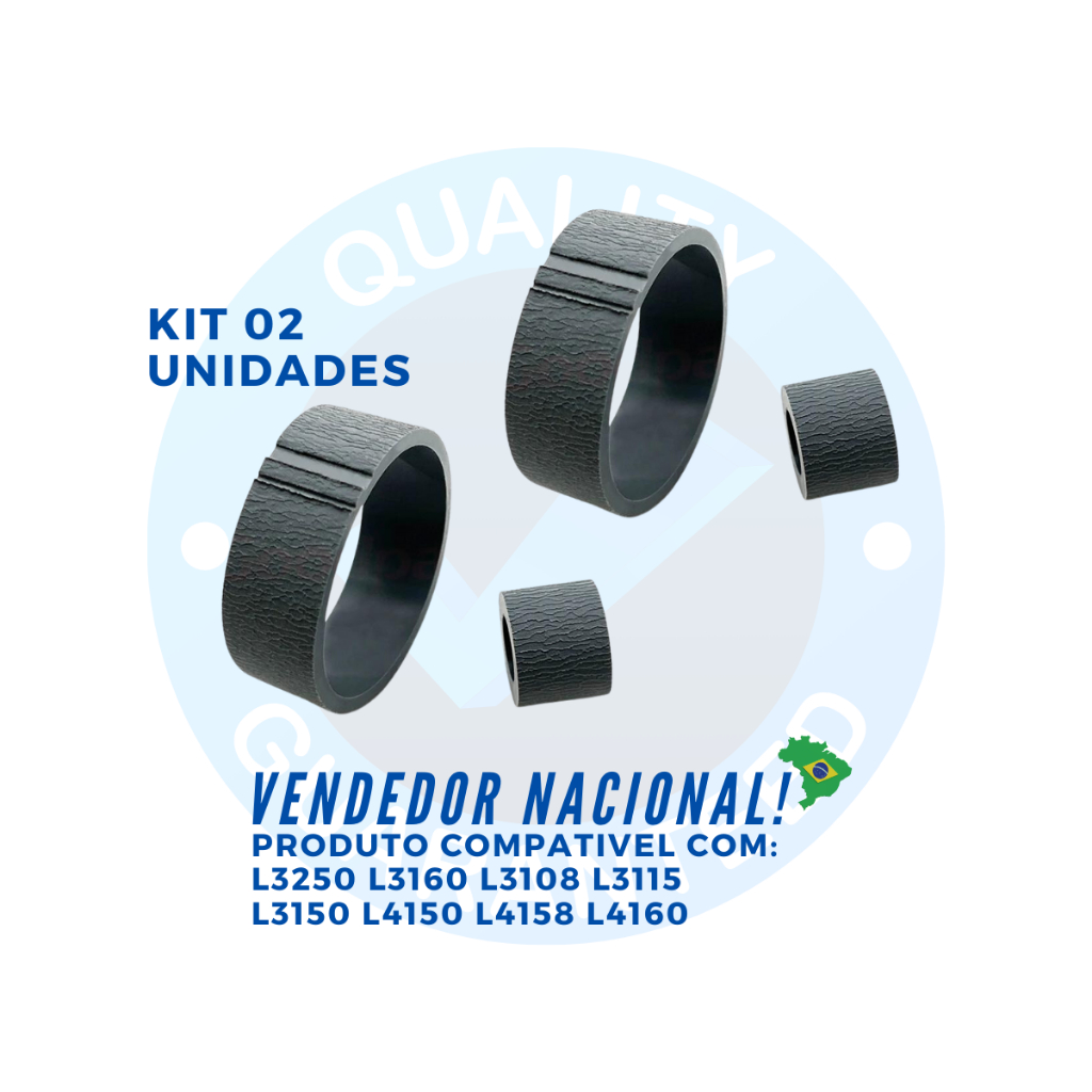 Kit 02 Rolete Retardo Pickup Roller Compatível Epson L3150 L4150 L3250 L4160 L3110 L5190 L3260 L4250