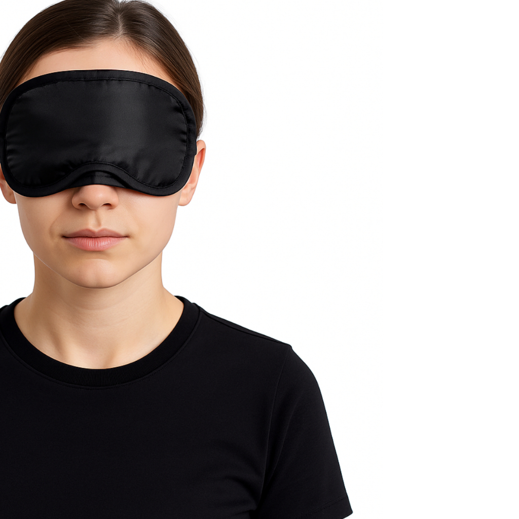 Imagem Máscara Para Dormir Tapa Olhos em Poliéster! Desperte para o Conforto Absoluto Exercícios meditação