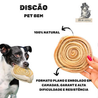Mordedor Natural Discão Pele Bovina  para Cães 1 unid - Pet Bem em Oferta na Shopee
