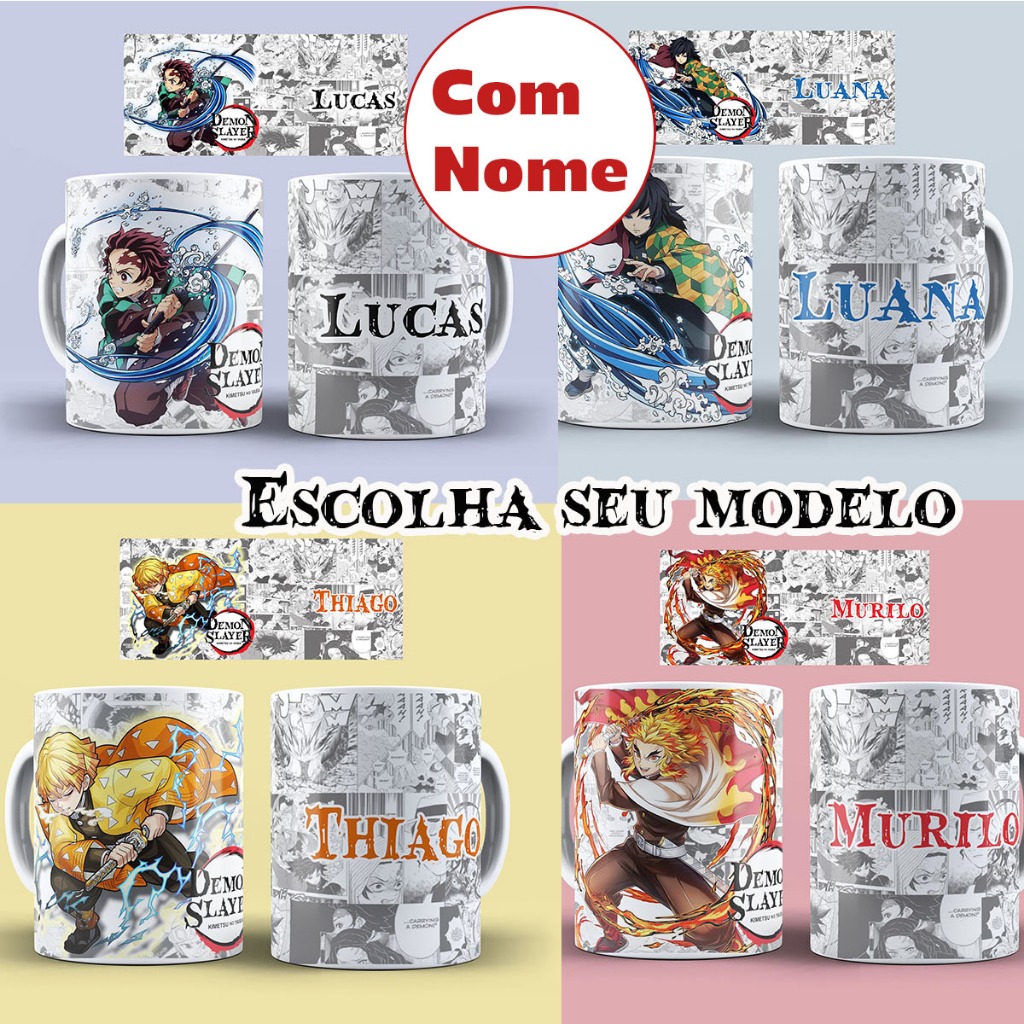 caneca demon slayer kimetsu no yaiba personalizada com nome escolha seu modelos em Oferta na Shopee