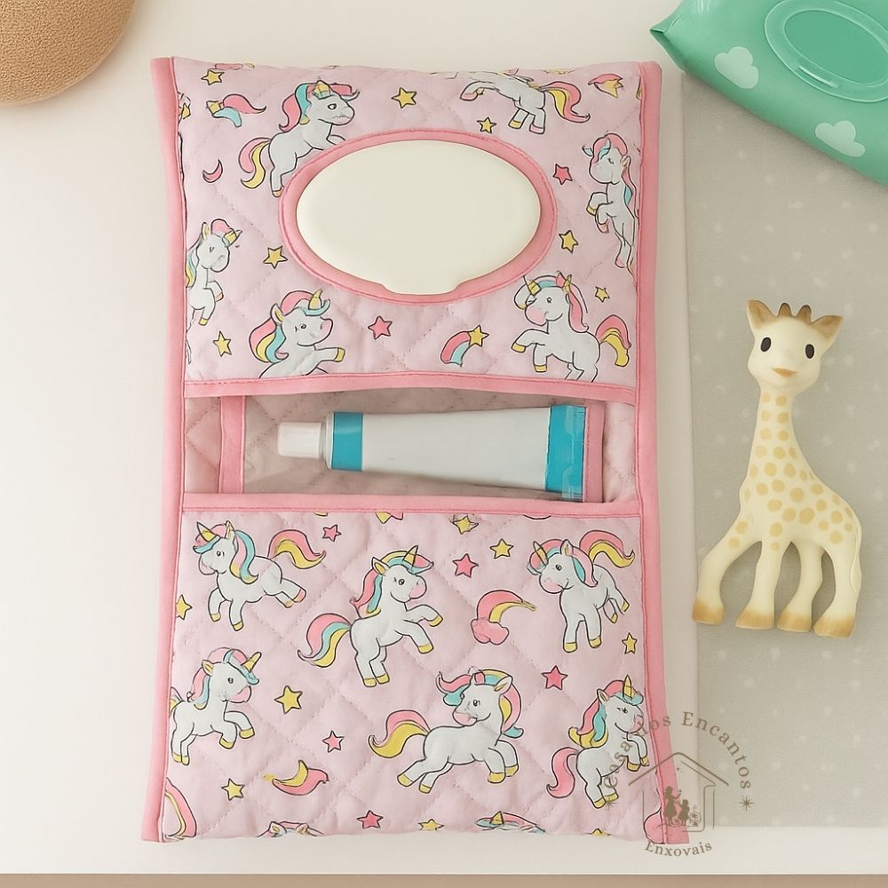 Porta-Fralda com Espaço para Lenço Umedecido e Pomada | Organizador Bebê