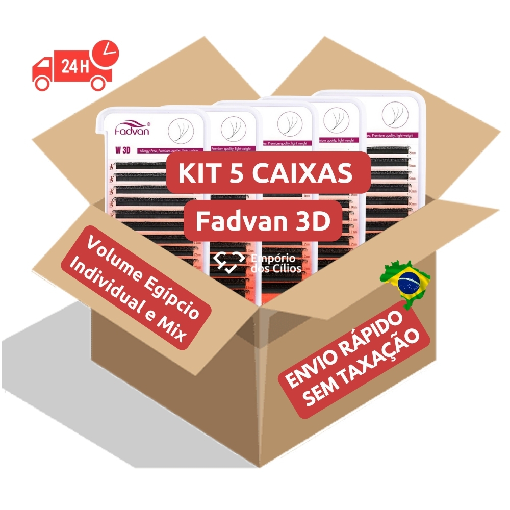 Kit 5 Cílios 3D W Fadvan Volume Egípcio Alongamento Extensão - Fio Tecnológico Individual e MIX 0.07 em Oferta na Shopee