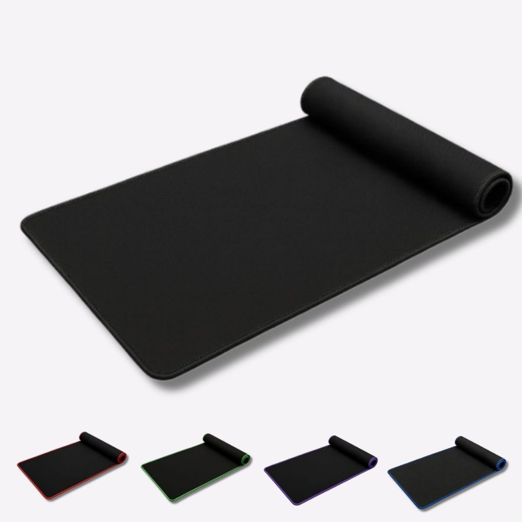 Mousepads XL Gamer 75x35 Preto Liso Com Borda Colorida Reforçada Antiderrapante Envio Imediato