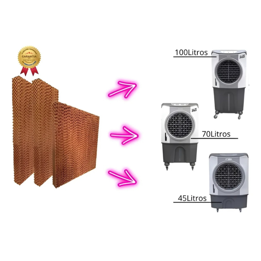 Filtro Colmeia Climatizador 45, 70 E 100 Litros Kit 3 Peças