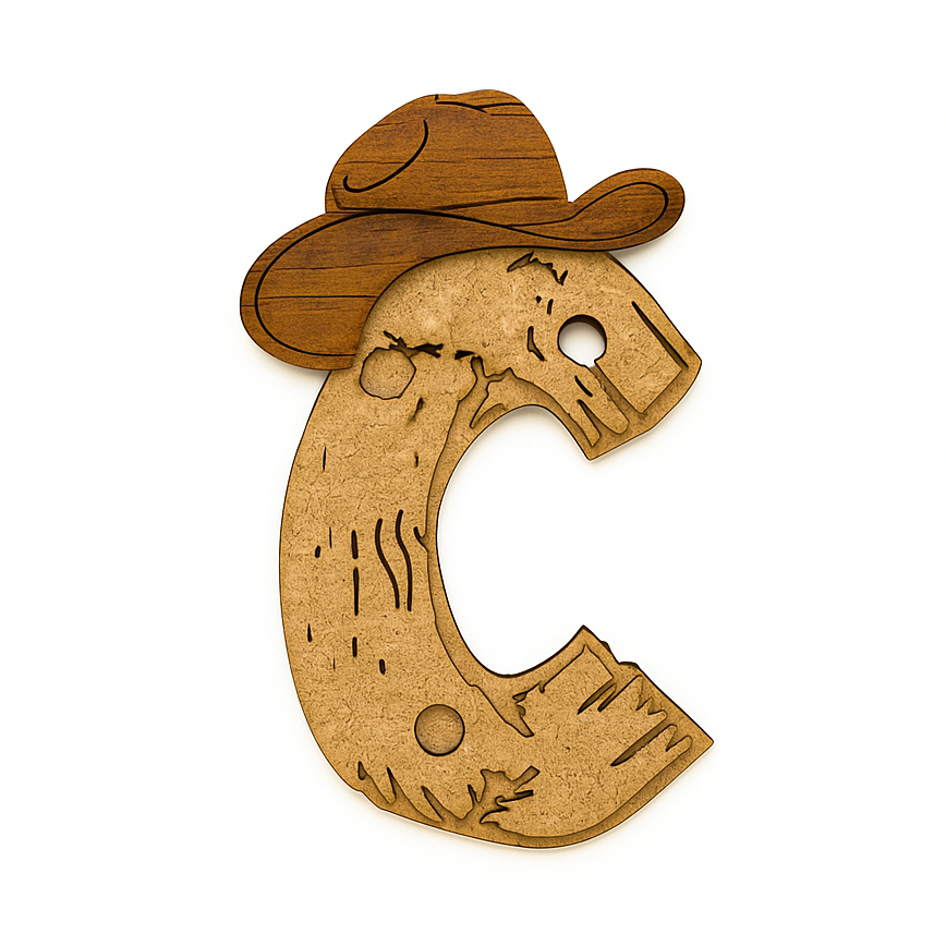 Letra Inicial Rústica Cowntry MDF Personalizados de Luxo Lembrancinha Presente Cowboy Country Velho Oeste