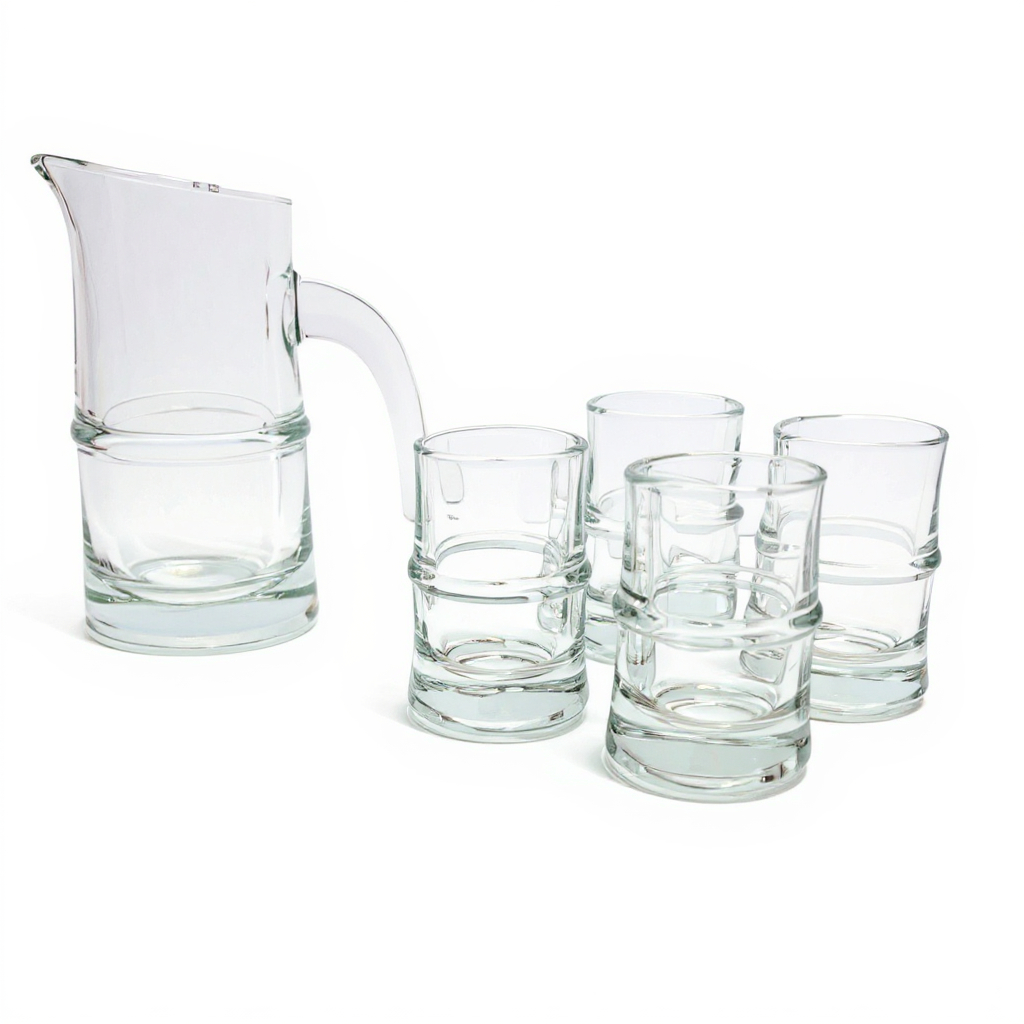 Conjunto Mini Jarra com 4 Copos Miniatura de Vidro Ideal Para Shot Presentes Decoração