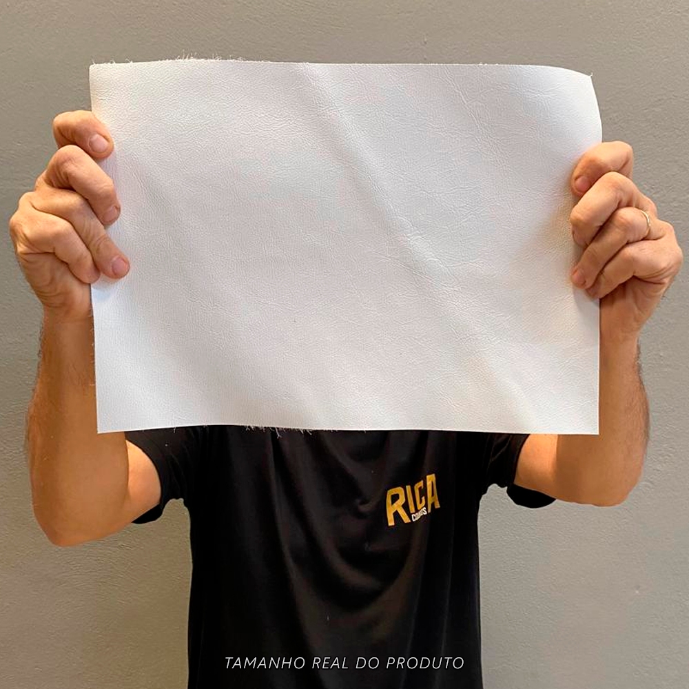 Painel de Couro Genuíno Tipo Fly 25x35cm – Placa Natural e Macia Retalho 10/12 linhas - Cor: Branco