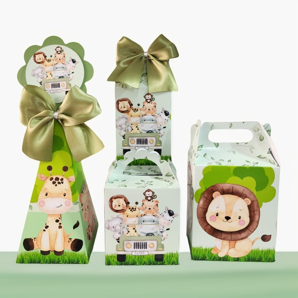 Caixinhas Personalizadas para Festa infantil  Safari baby - Caixas para Lembrancinhas de Aniversario