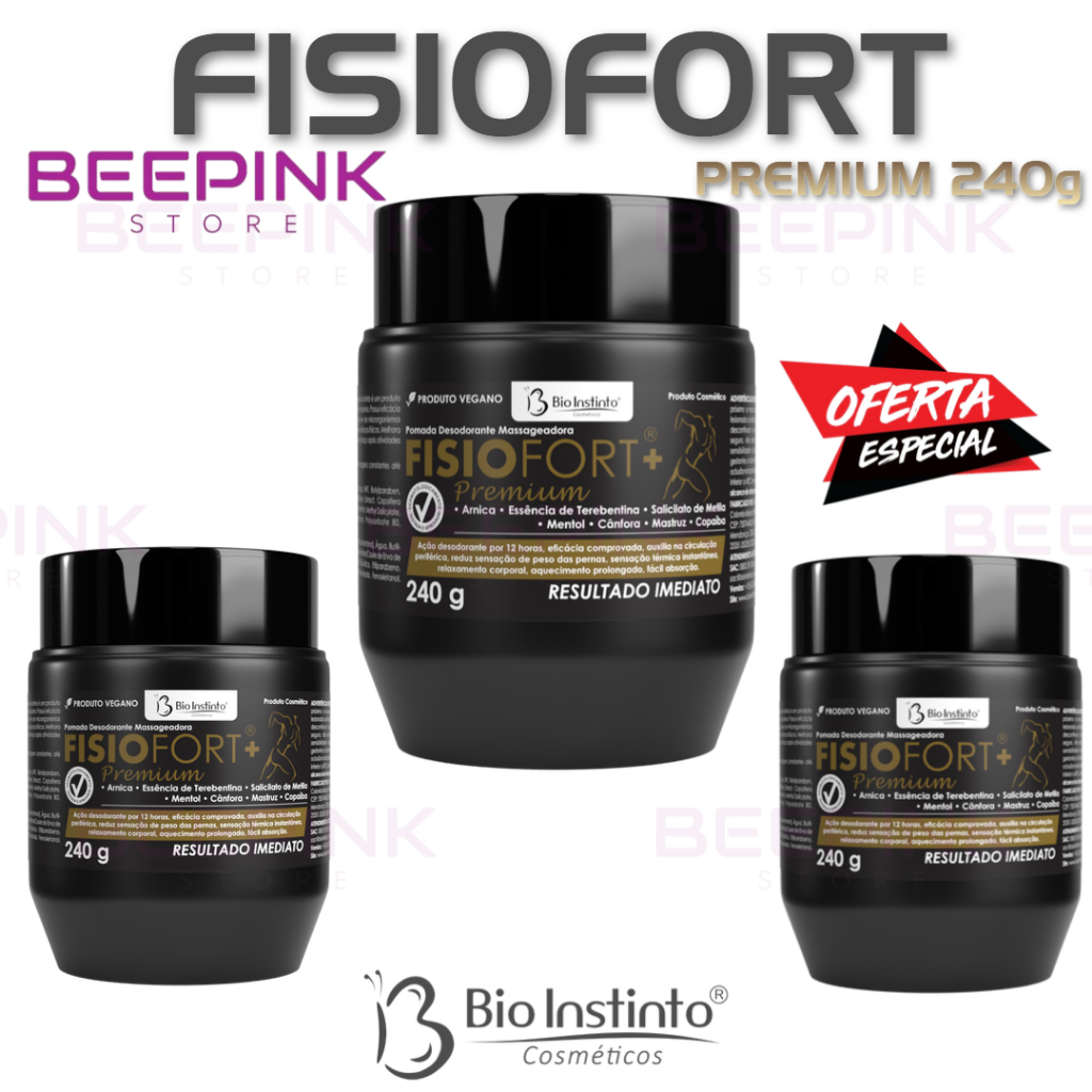 🔥✨KIT 3 Fisiofort Premium Pomada Massageadora 240g – Alívio, Relaxamento e Bem-Estar!✨ em Oferta na Shopee