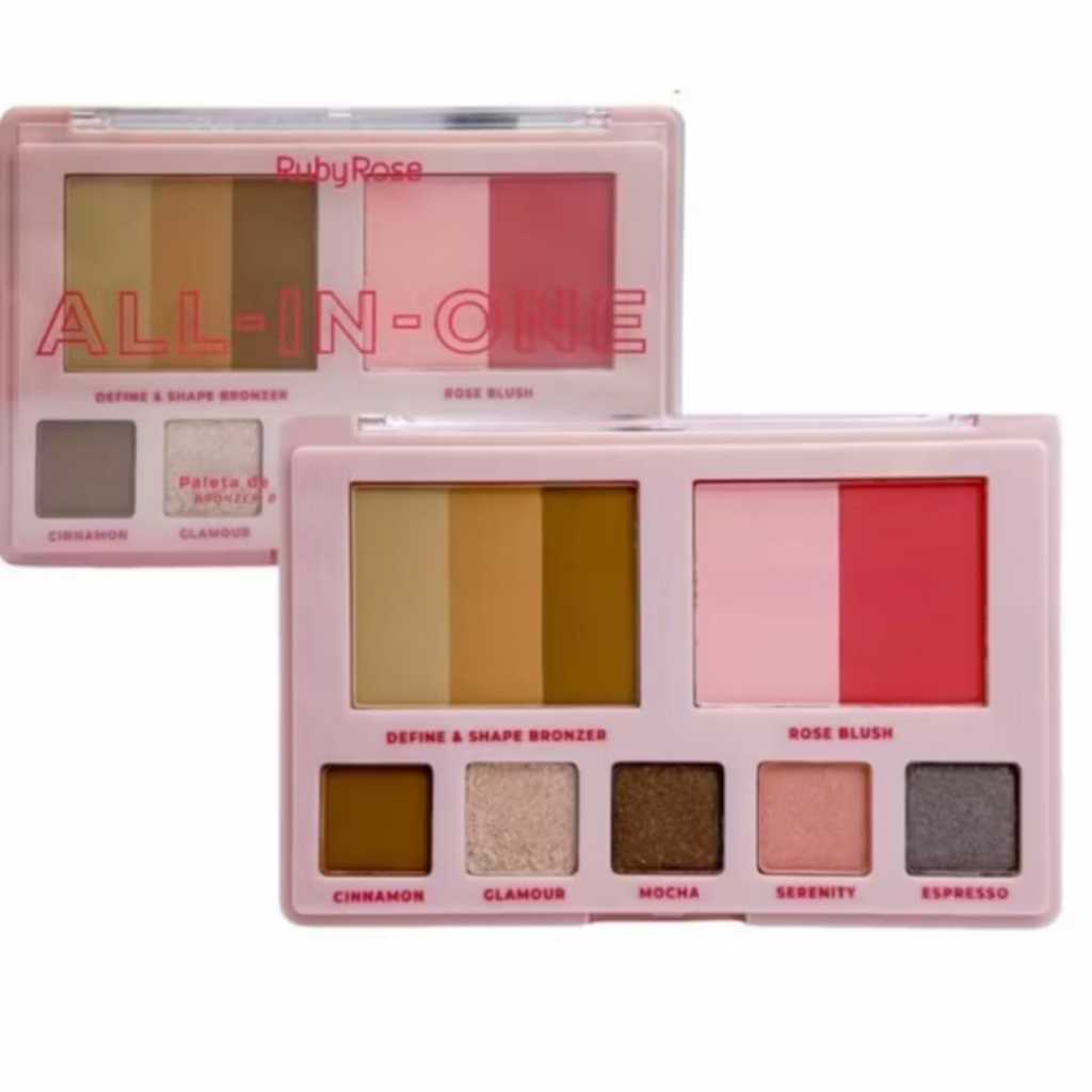 PALETA DE BRONZER BLUSH E SOMBRA ALL IN ONE BLUSH - RUBY ROSE - A MAIS VENDIDA DA INTERNET.
