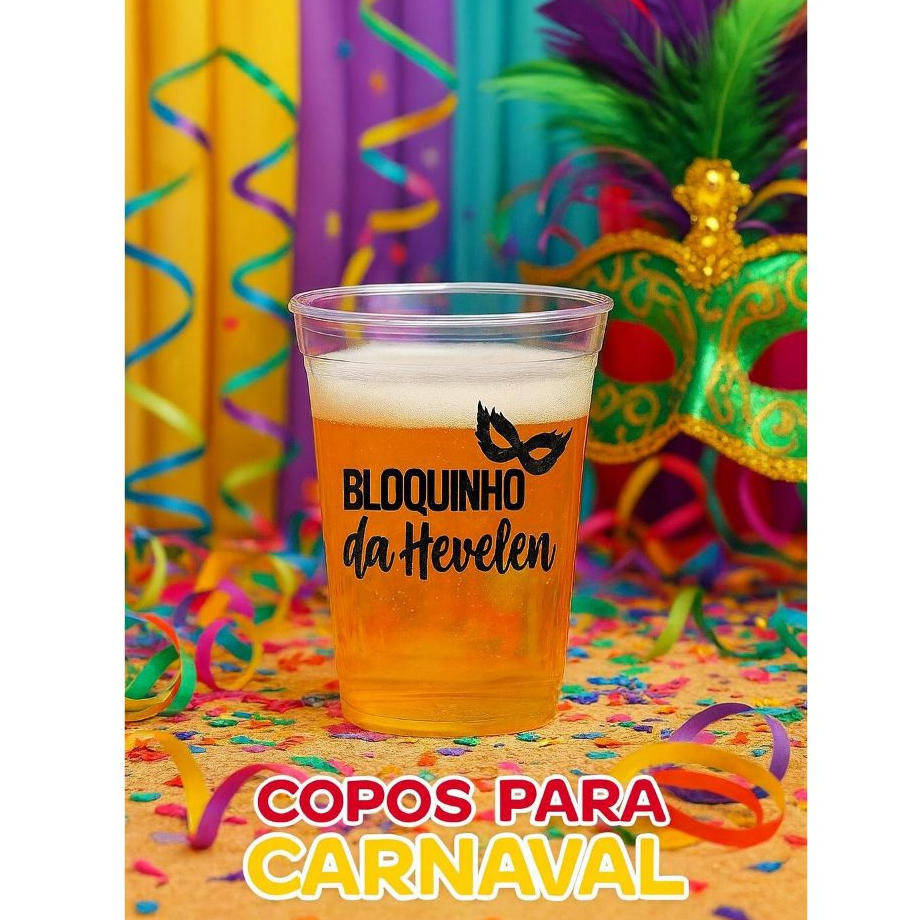 Kit 50 Copos personalizados Carnaval 300ml 400ml 500ml 700ml em Oferta na Shopee