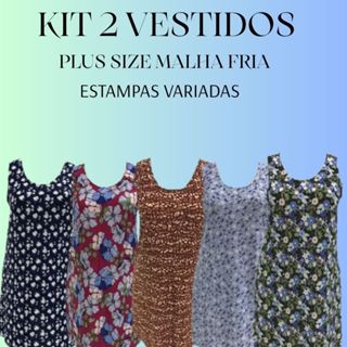 Kit 2 Vestidos Plus Size Alça Moda Feminina Tamanho Grande Malha Fria Liganet. em Oferta na Shopee