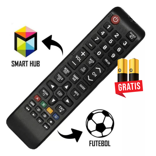 Controle Remoto Compatível Samsung Smart Hub BN98 + Pilhas Grátis