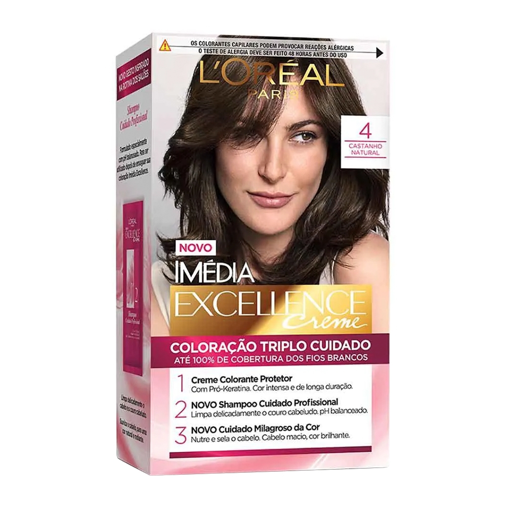 Tinta de Cabelo Imédia Excellence 4 Castanho Natural 47g em Oferta na Shopee
