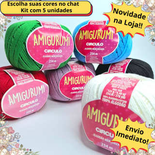 Fio Amigurumi 254m Círculo Kit C/5 und kit amigurumi linha de algodao linha fina para Croche e Trico em Oferta na Shopee