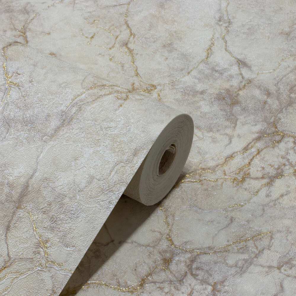 Papel De Parede Tipo Mármore Champagne, Cinza Alto Relevo