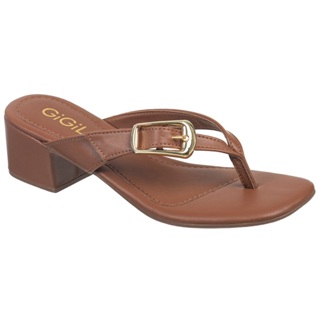 Sandalia Tamanco Feminino Mule De Dedo Enfeite Fivela Metal Salto Bloco Baixo Casual Elegante GiGiL em Oferta na Shopee
