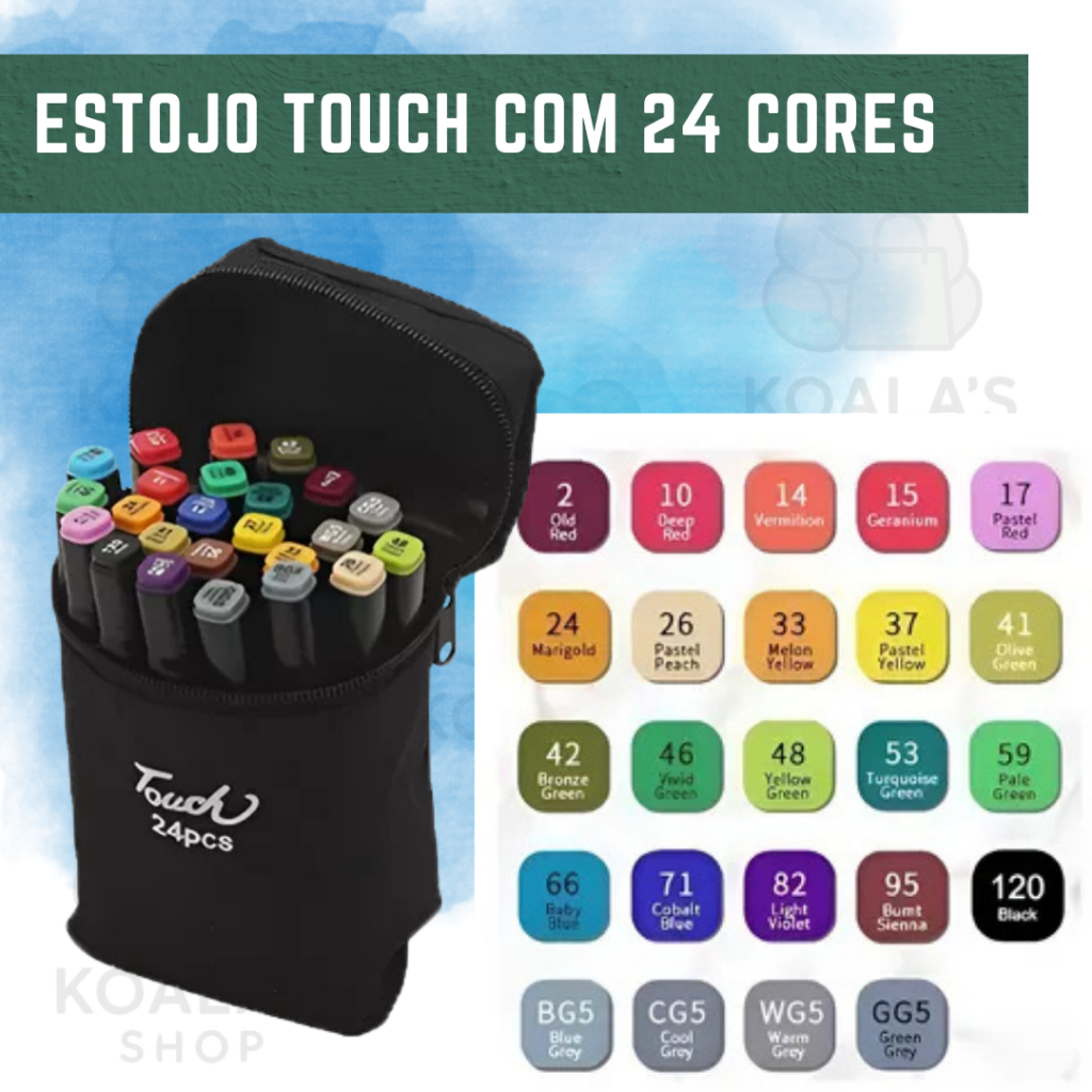 Estojo de Caneta 24/120 cores marcador Ponta Dupla TOUCH