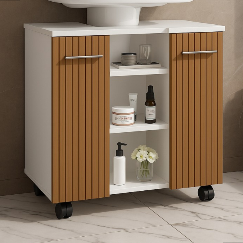 Armário Gabinete Premium para Pia de Coluna com 2 Portas e Rodízios - JM3 Móveis em Oferta na Shopee