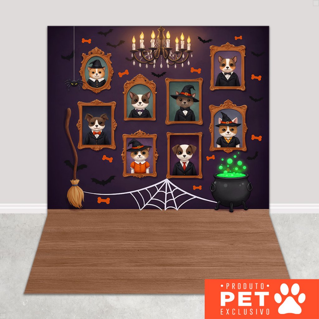 Painel Fundo Fotografico Pet Halloween Cenário Quadros Em Tecido Sublimado – C-722