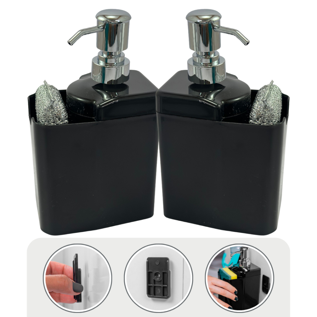 Kit 2 Porta Detergente E Esponja Com Dispenser Cozinha Lavabo Banheiro Achadinhos Luxo Top