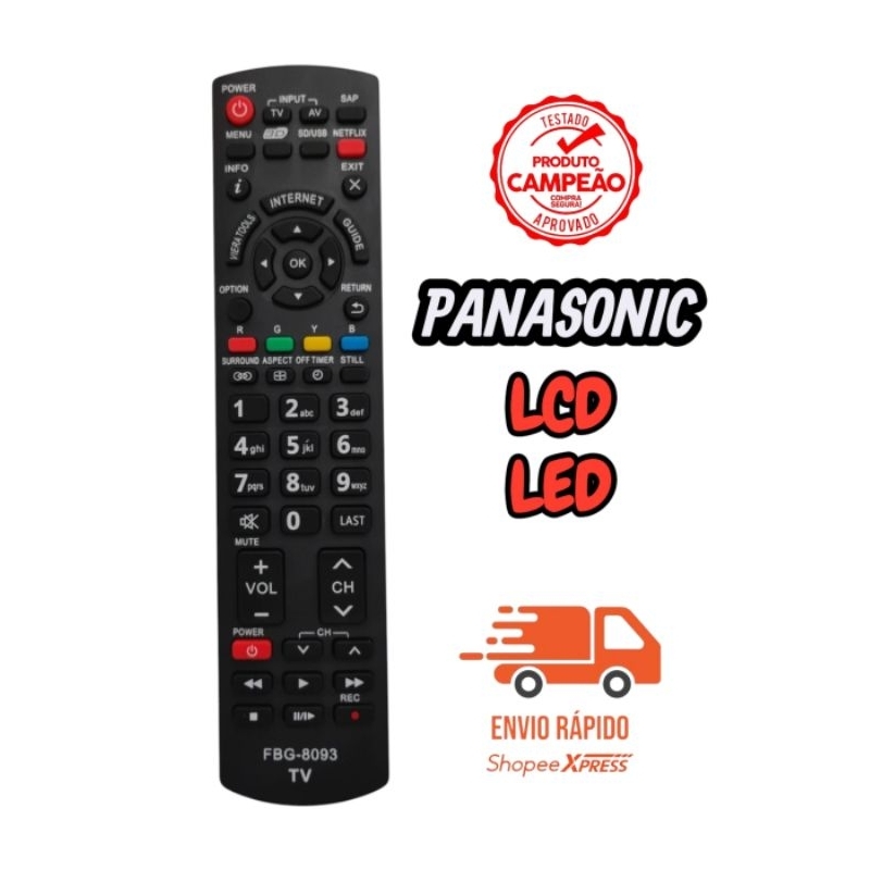 Controle Remoto Tv Panasonic LCD TC-L32C30B TC-L32U30B TC-L42U30B LE-7922 FBG-8093