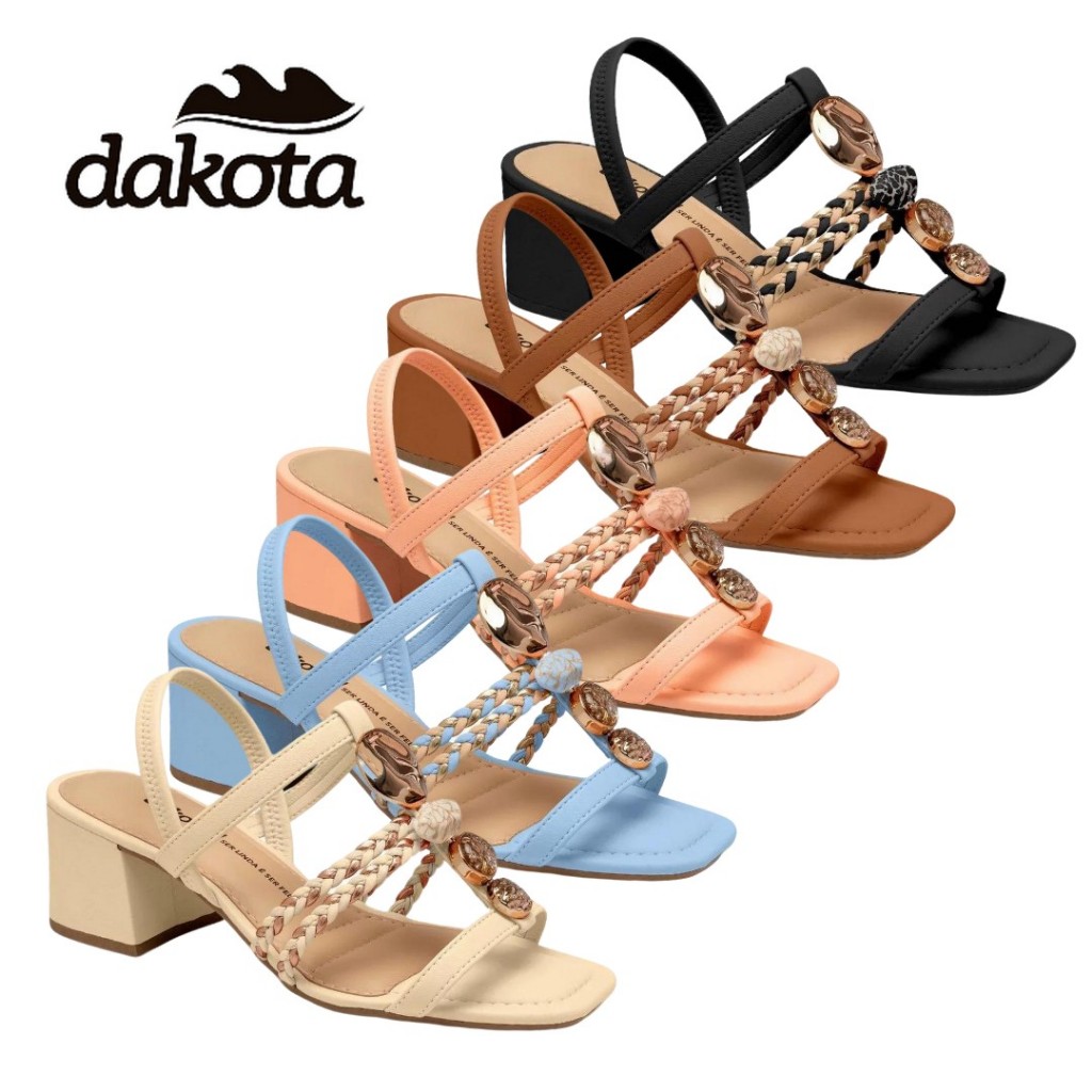 Sandália Pedraria Salto Bloco Dakota Y8211 em Oferta na Shopee