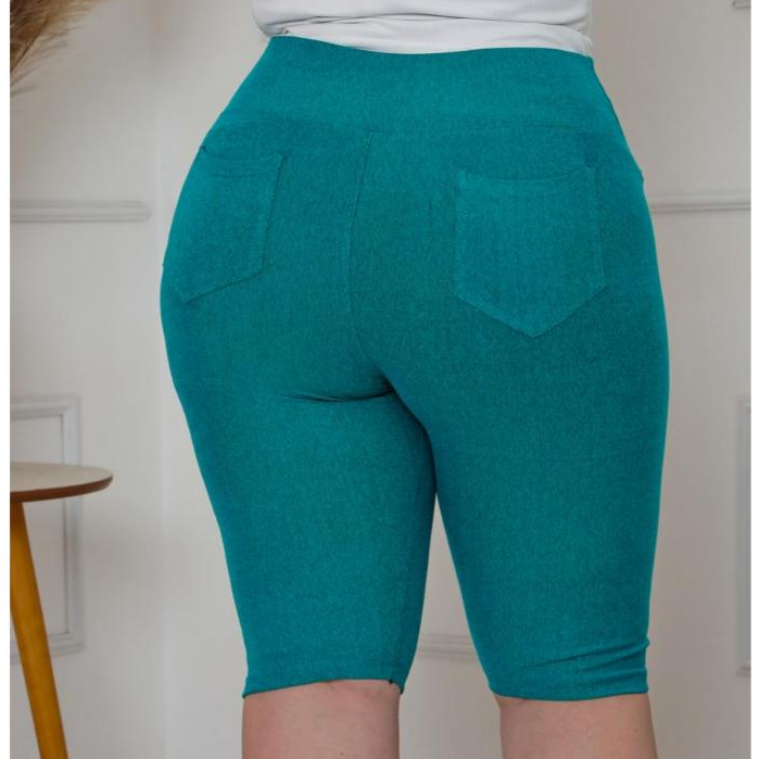 Bermudas plus G1 G2 G3 Malha jeans cintura alta comprimento no joelho com elastano em Oferta na Shopee