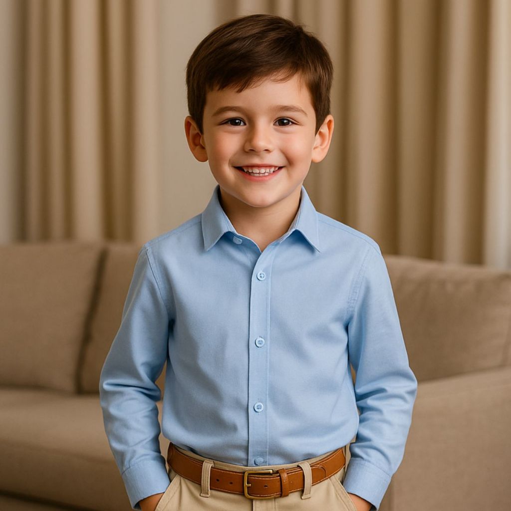 Camisa Social Masculina Infantil Manga Longa em Oferta na Shopee