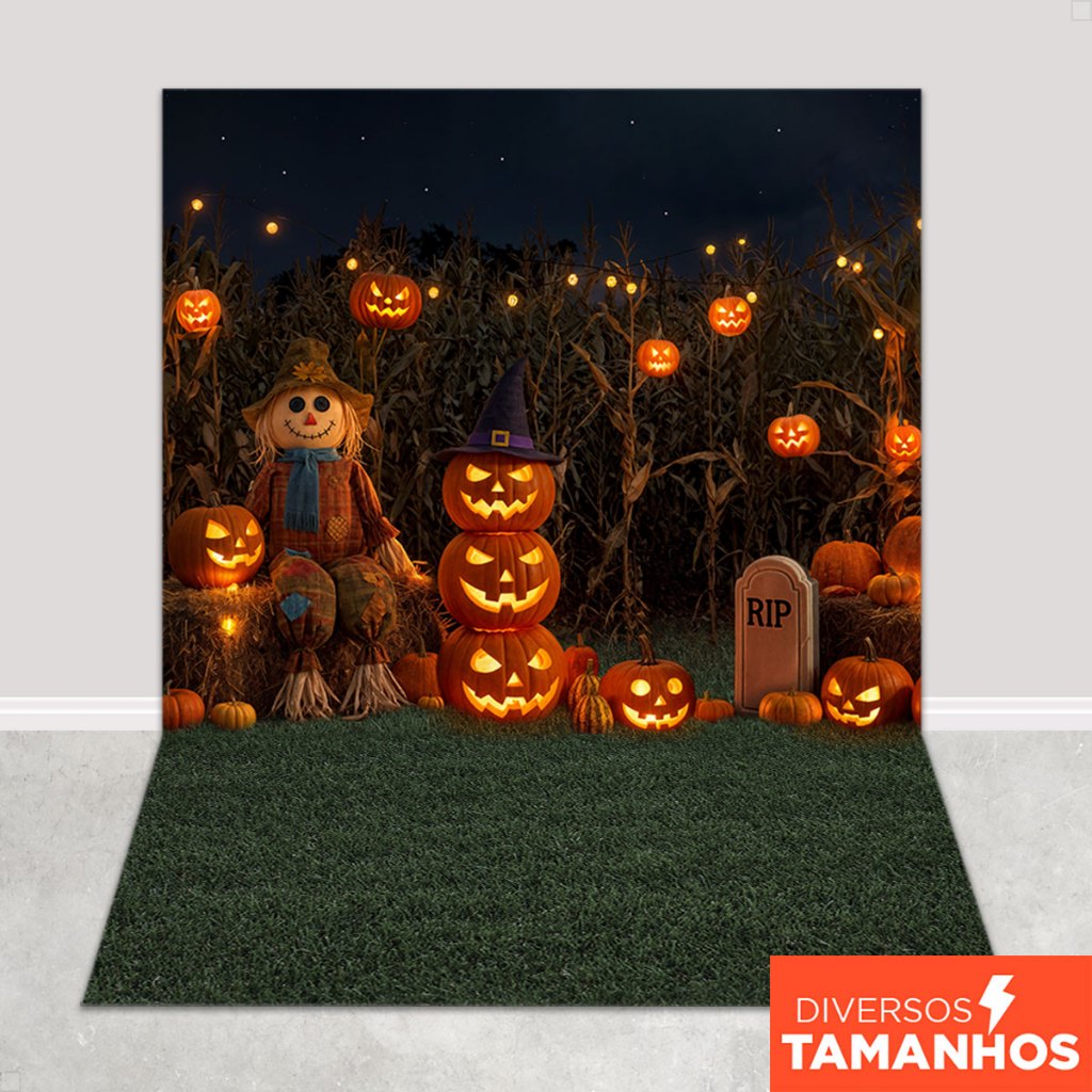 Painel Fundo Fotográfico Halloween Abóbora Em Tecido Sublimado para Foto – FFH-120
