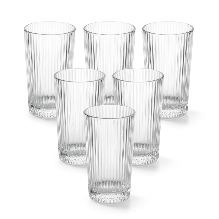 Jogo 6 Copos Altos De Vidro Graffiato Canelado Água 400ml em Oferta na Shopee