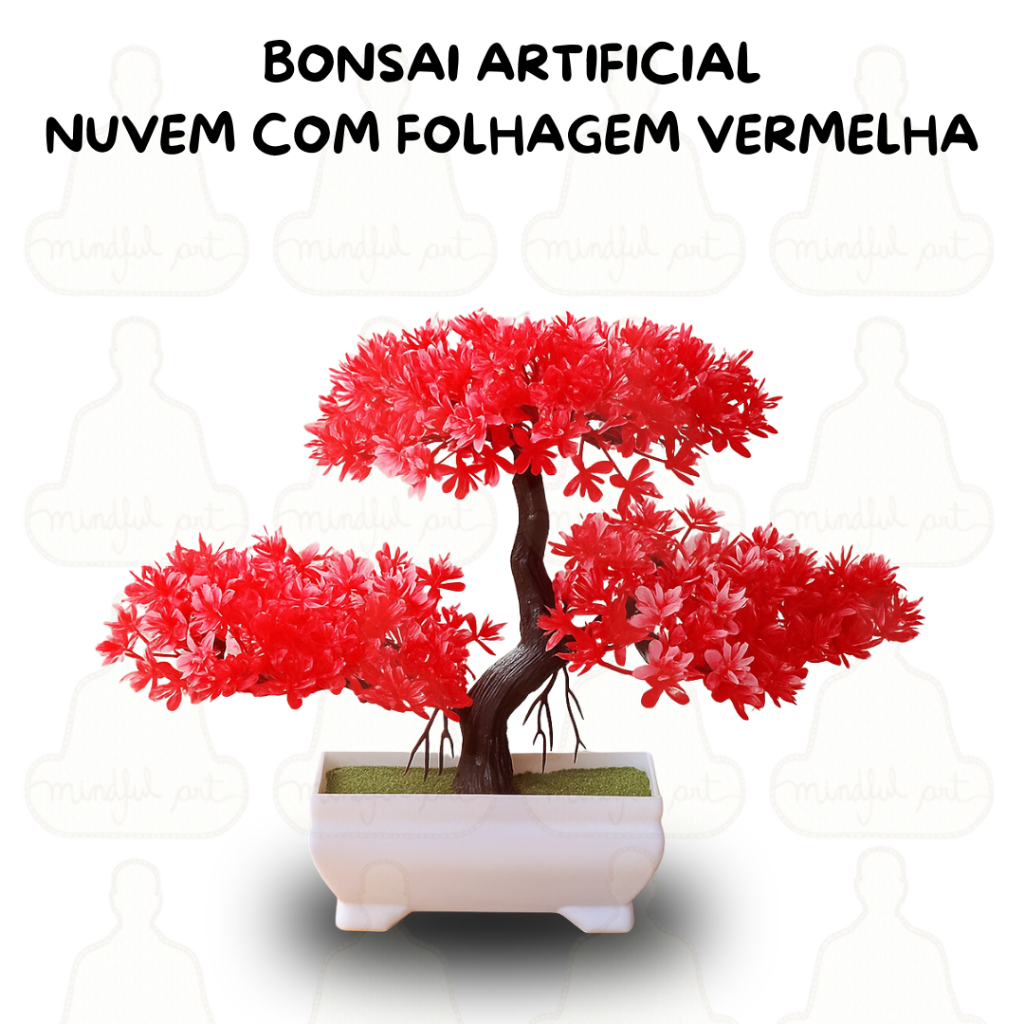 Bonsai Nuvem Folhas Vermelhas Planta Artificial – Vaso Branco  Sofisticado Beleza sem Manutenção