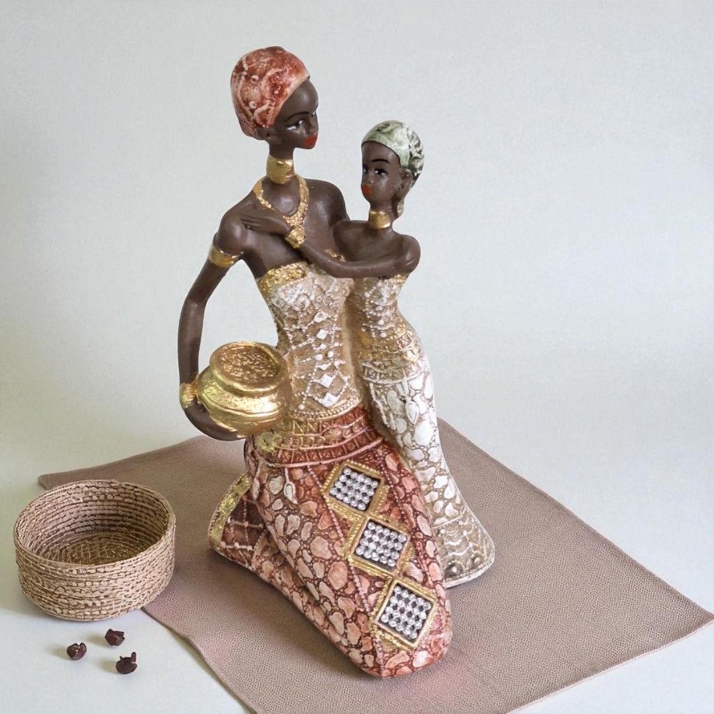 ESTATUETA DECORATIVA MULHER AFRICANA ESCULTURA COSTUMIZADA EM GESSO ESCULPIDO em Oferta na Shopee