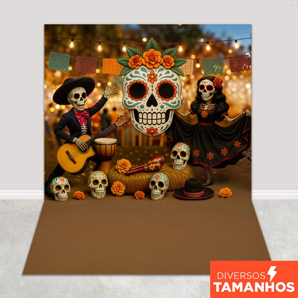 Painel Fundo Halloween Cenário Caveira Mexicana Painel Em Tecido Sublimado – C-716 em Oferta na Shopee
