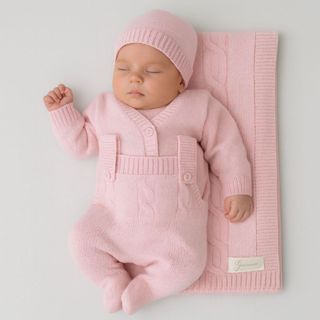 Saída Maternidade Tricot Premium Completa com Manta, Jardineira, Casaco, Touca e Luvas | RS Wear em Oferta na Shopee