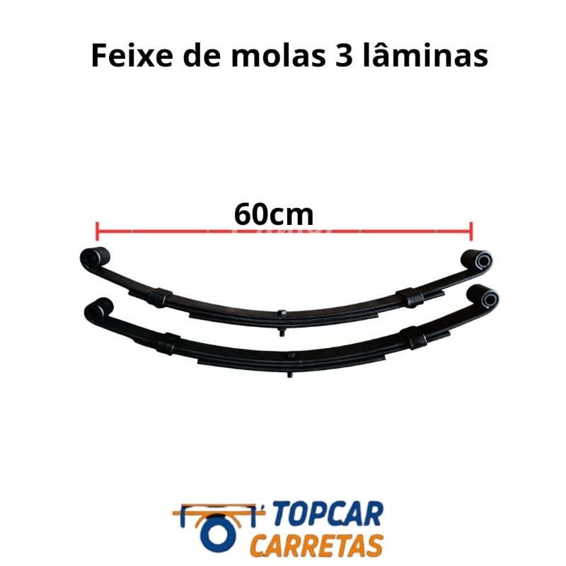 Par de feixe de molas de 3 lâminas com 60cm para carretinha reboque peças para carretinhas reboque mola