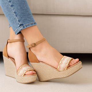 Sandália Anabela Amarração Perna Plataforma Feminino Sapato moderno Cor Básica Tendência em Oferta na Shopee