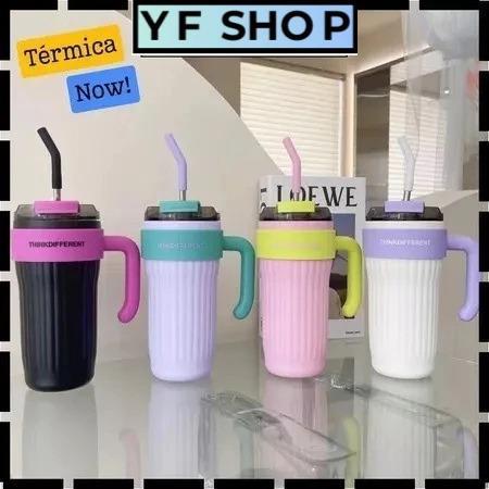 Caneca Copo Térmico 860ml Aço Inox Com Tampa com Canudo E Alça para carro em Oferta na Shopee