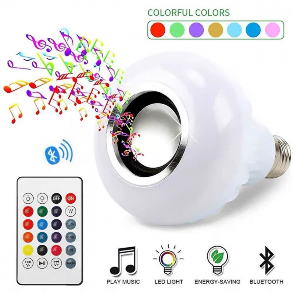 Lâmpada Caixa de Som LED Rgb Bluetooth 3w Controle Remoto Px-2321 Luminária Musical Bluetooth Wireless 12w B