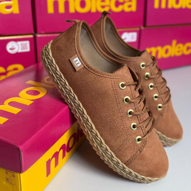 Tênis Moleca Solado Corda Camurça Feminino Oferta Original