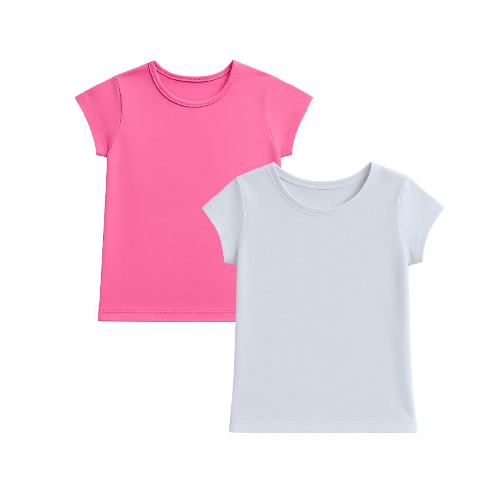 Kit 2 Blusa Cotton Infantil Manga Curta Feminina Menina Juvenil