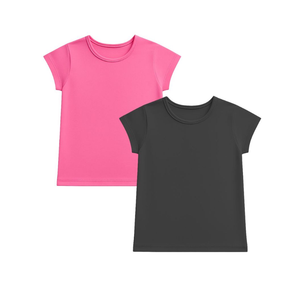 Kit 2 Blusa Cotton Infantil Manga Curta Feminina Menina Juvenil
