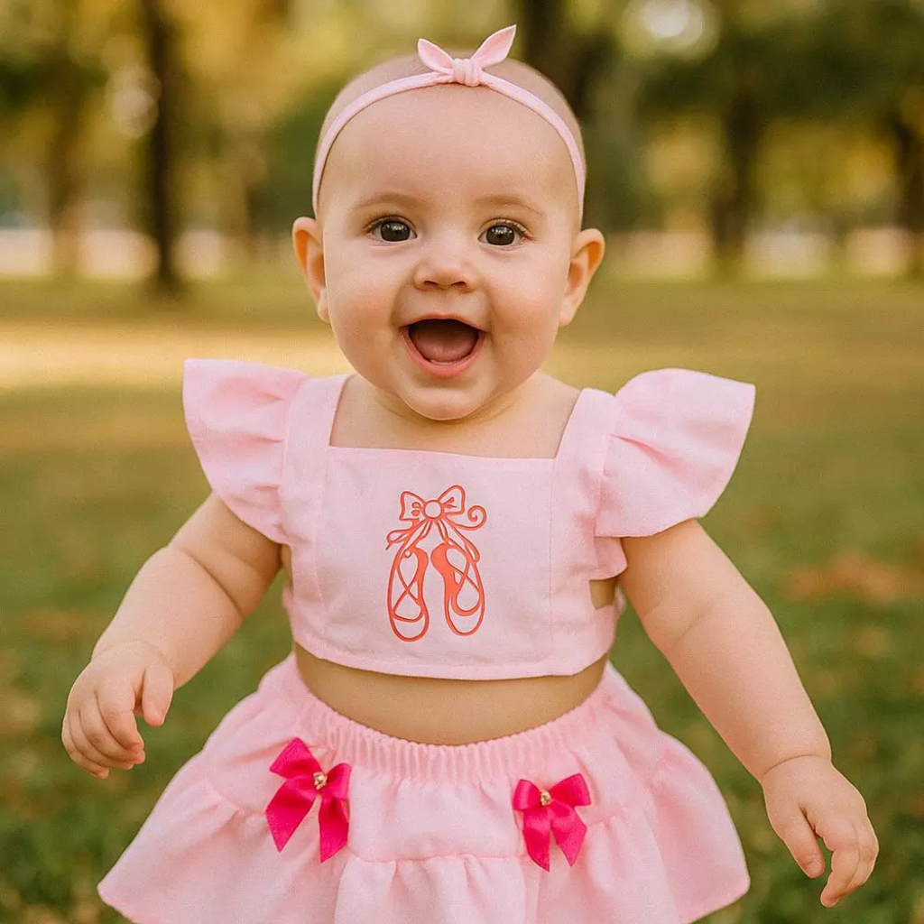 Jardineira Romper Body Temático de Bebê Menina Diversos Modelos