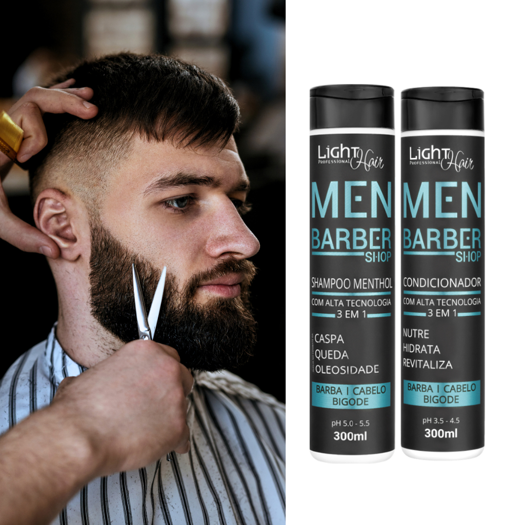 Kit Masculino Cabelo e Barba Light Hair - Shampoo + Condicionador Barber Shop