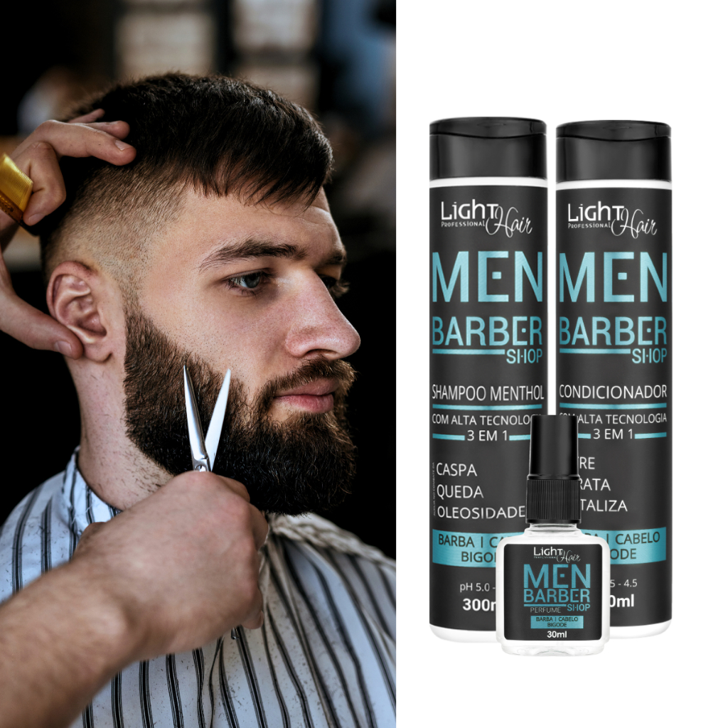 Kit Masculino Cuidado Completo Barber Shop: Shampoo + Condicionador + Perfume