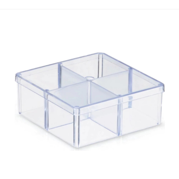 Kit Caixinhas Acrílicas 7x7cm com 4 Divisórias - Ideal para Lembrancinhas e Organização envio imediato em 24h em Oferta na Shopee