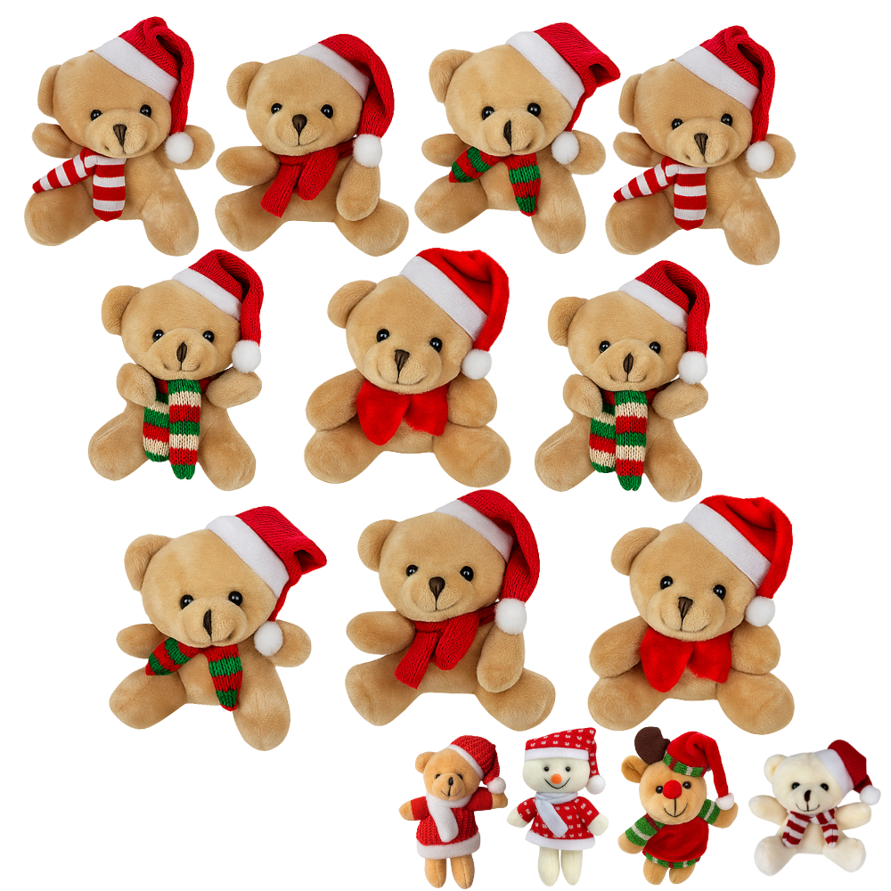 Kit 10 Ursinho De Pelúcia Pendente De Natal Decoração Enfeite Para Árvore