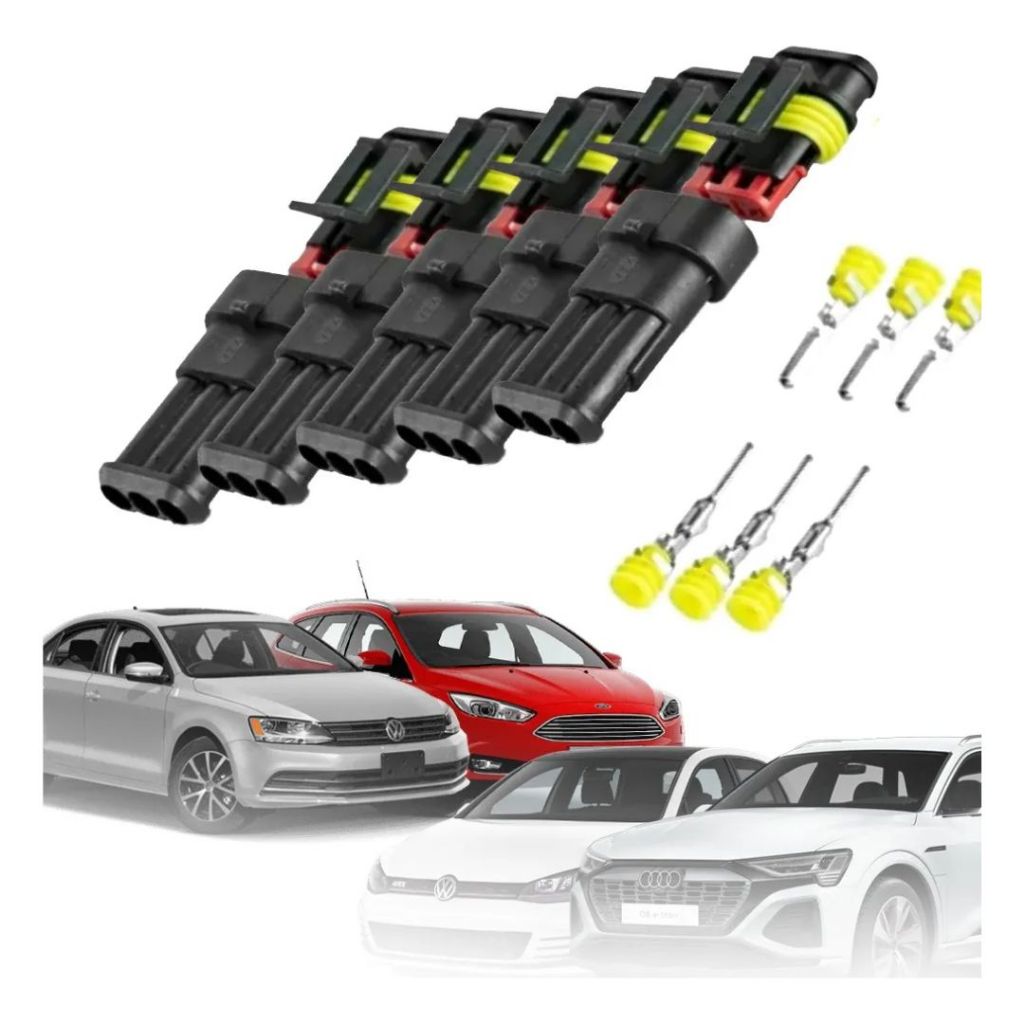 20 Conector Plug Automotivo 3 Vias Selado Prova D'agua M/f