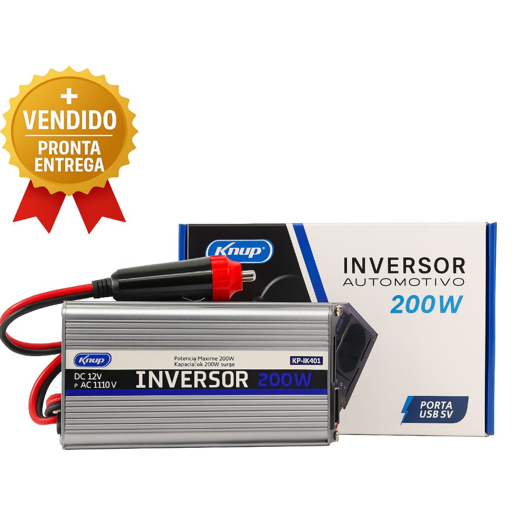 Conversor Portátil Automotivo 200W Transformador Inversor 12V Para 110V Com Entrada Usb De Energia