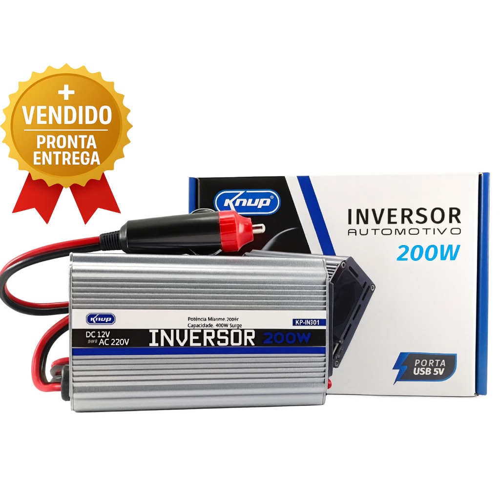 Conversor Portátil Automotivo 200W Transformador Inversor 12V Para 220V Entrada Usb De Energia